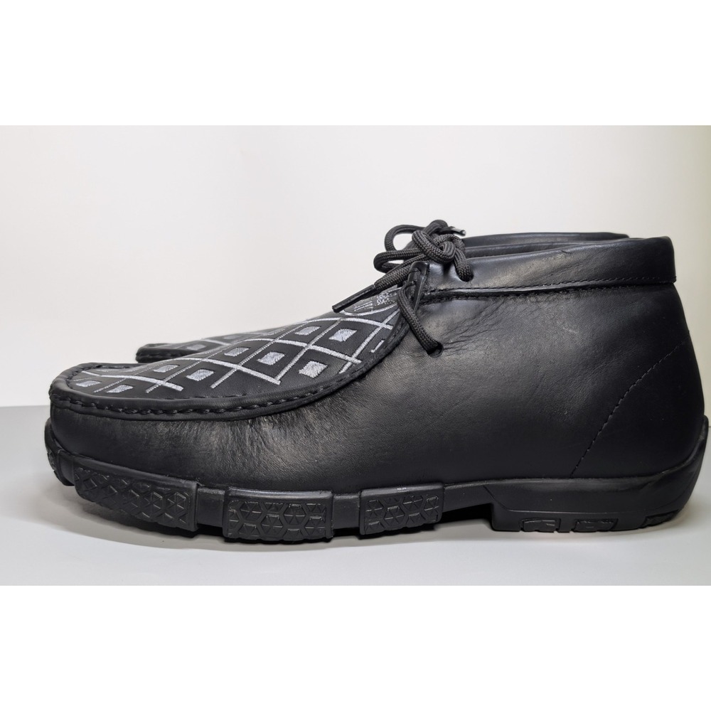 Reywelt Moc Toe Driving Shoes Men Black Lace Up Comfort Casual Loafers Size 9